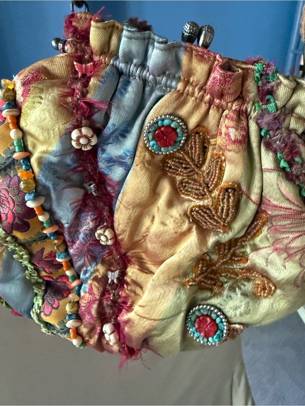 Mary Frances colorful silk pouch